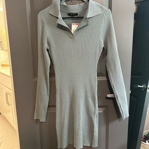 Ribbed Gray Dress